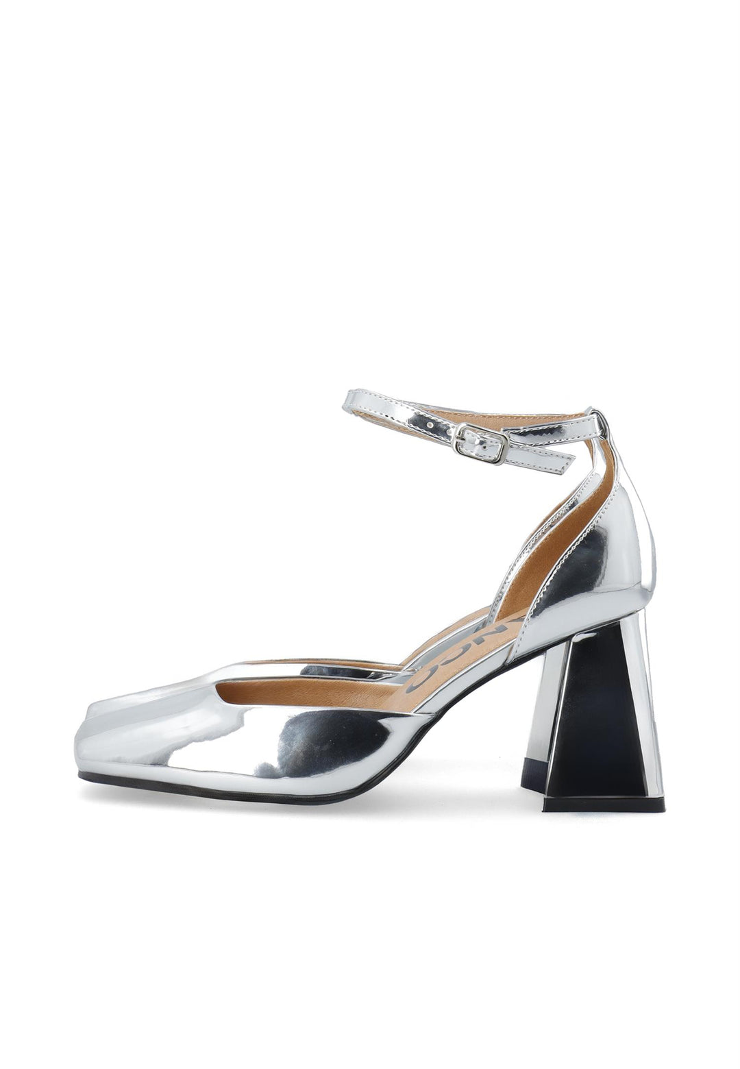 Biajoyce D'Orsay Pump Faux Leather Silver Mirror