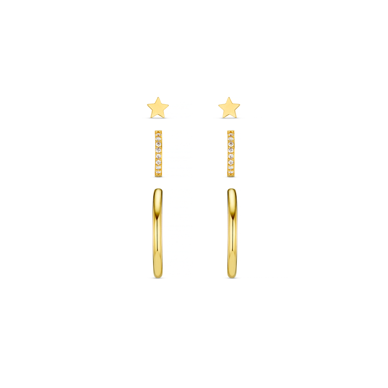 Star & Mixed Hoop Stacking Set Pale Gold