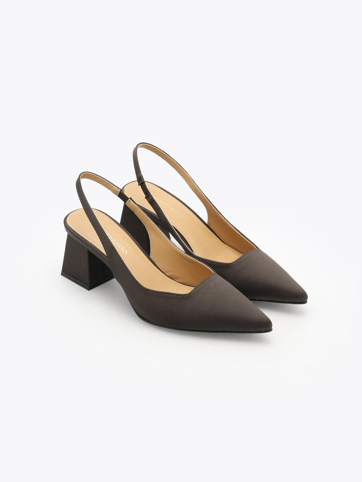 Pia Sling-back Satin Kaffe