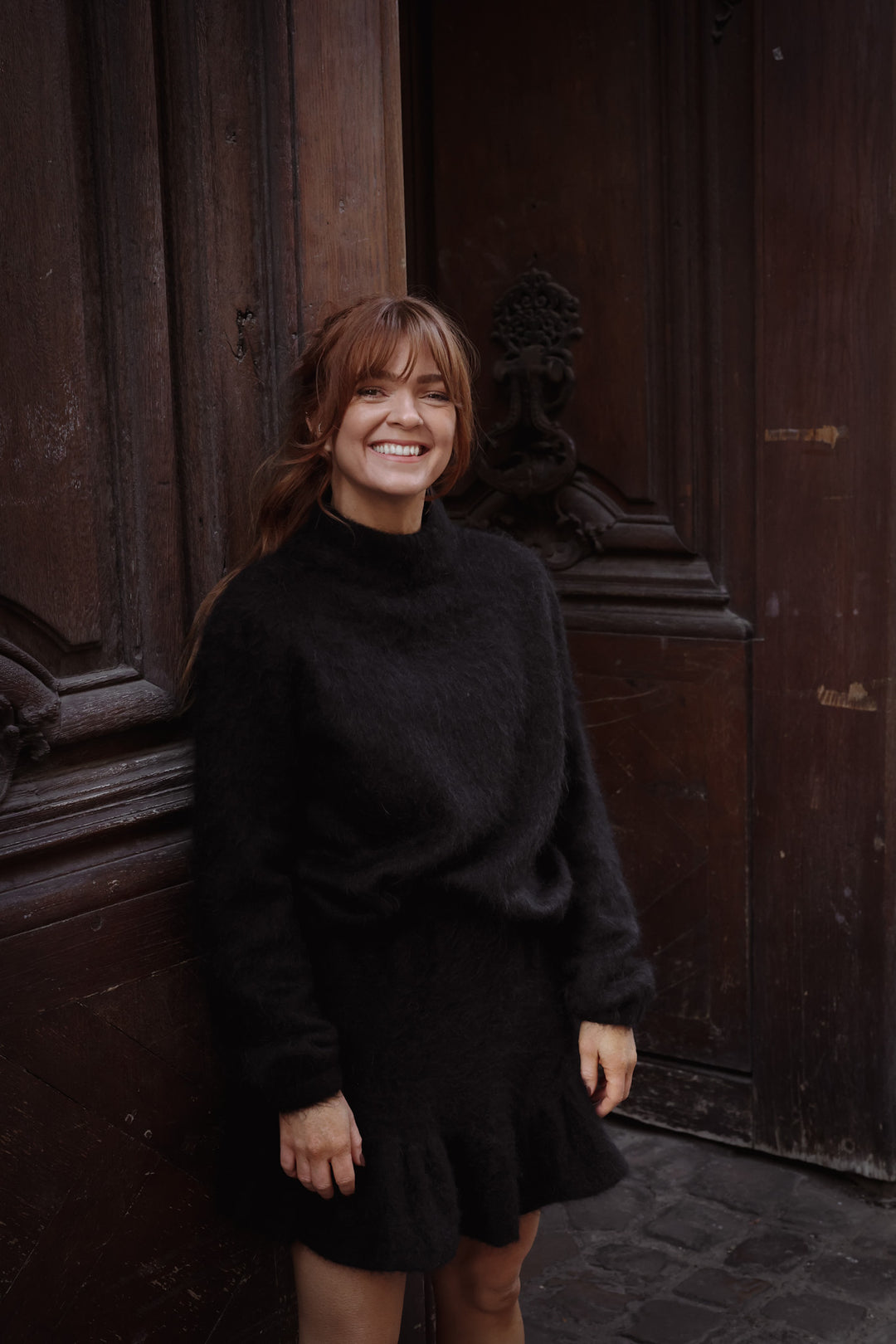 Knit Frill Skirt Black