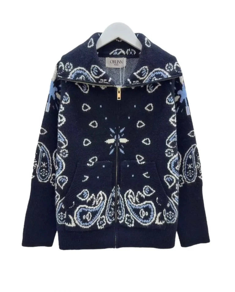 Paisley Jacket Zip Navy