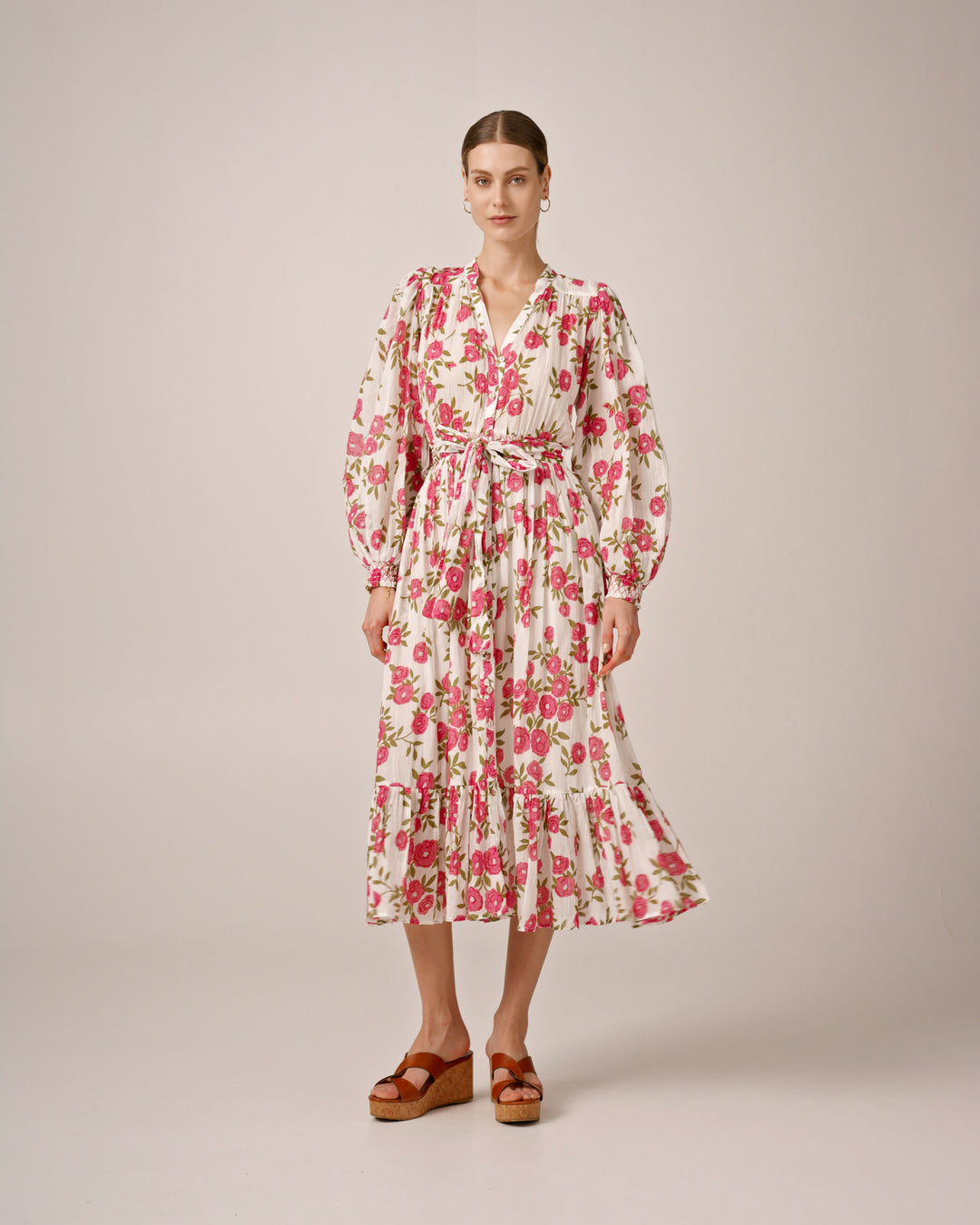Bohemian Belt Dress Pink Meadow
