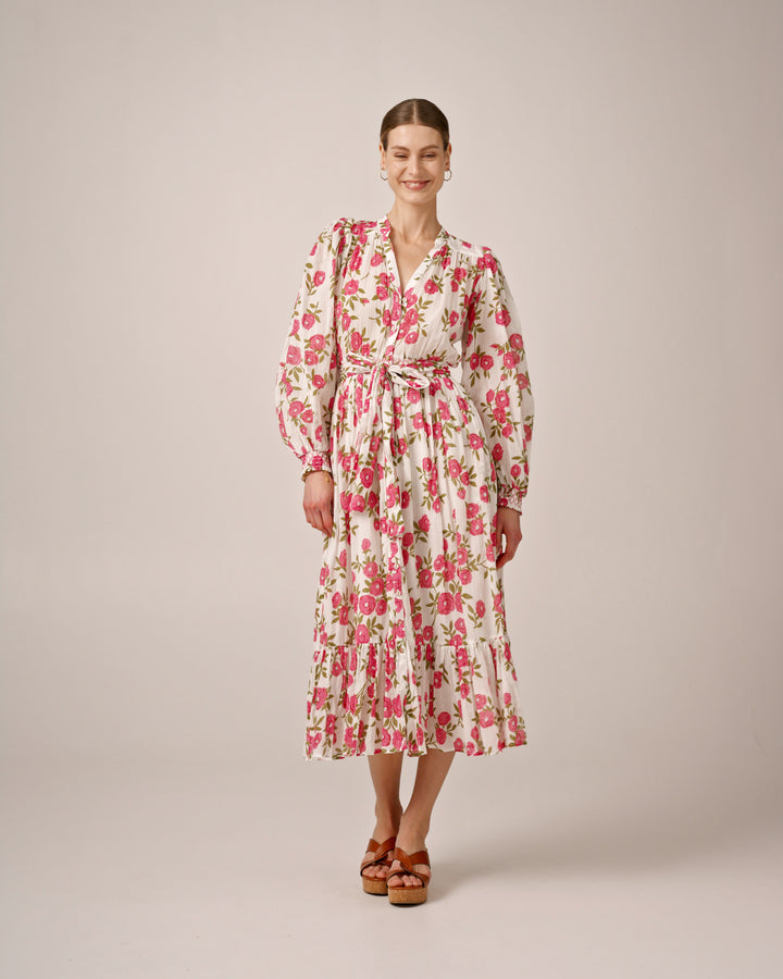 Bohemian Belt Dress Pink Meadow