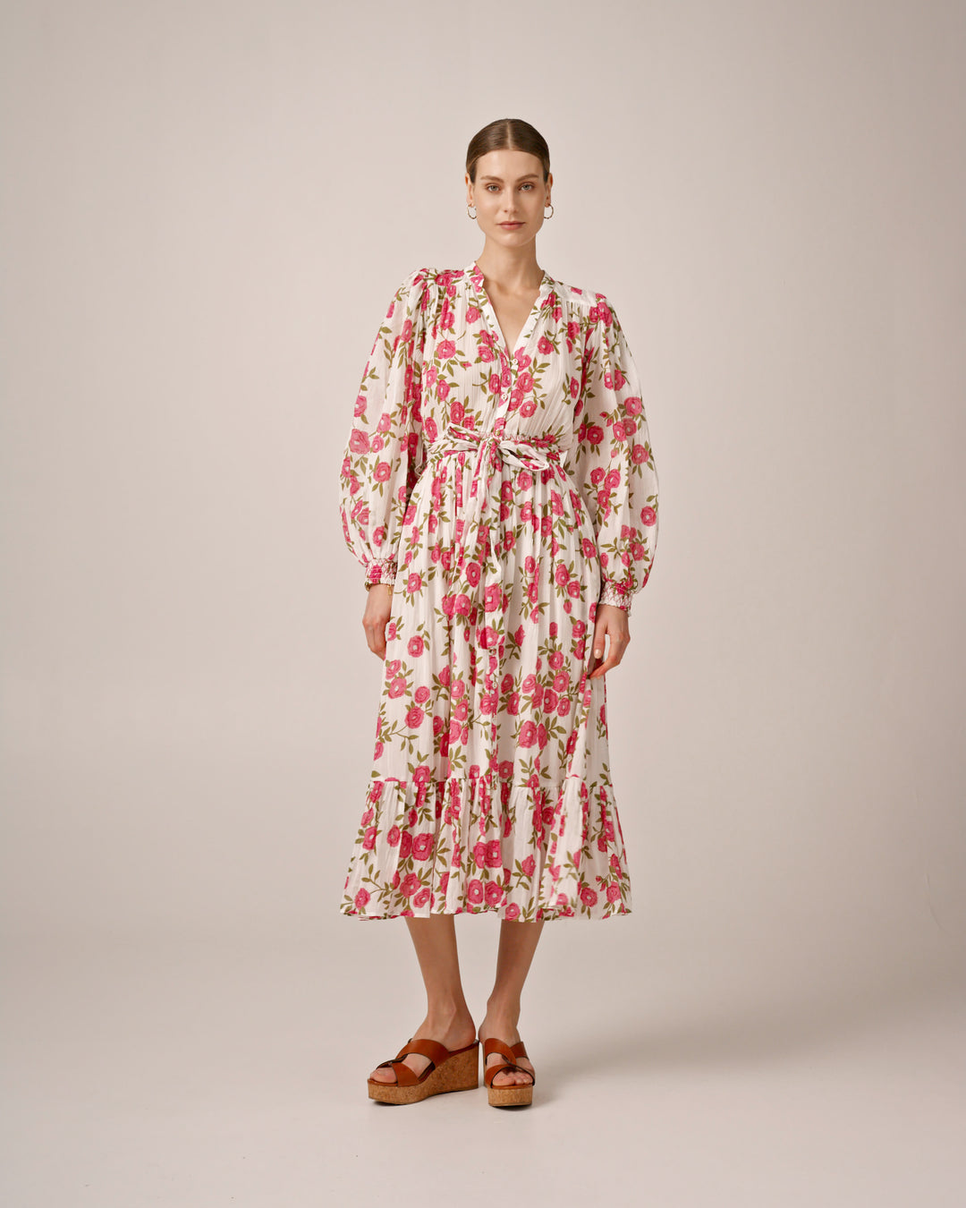 Bohemian Belt Dress Pink Meadow
