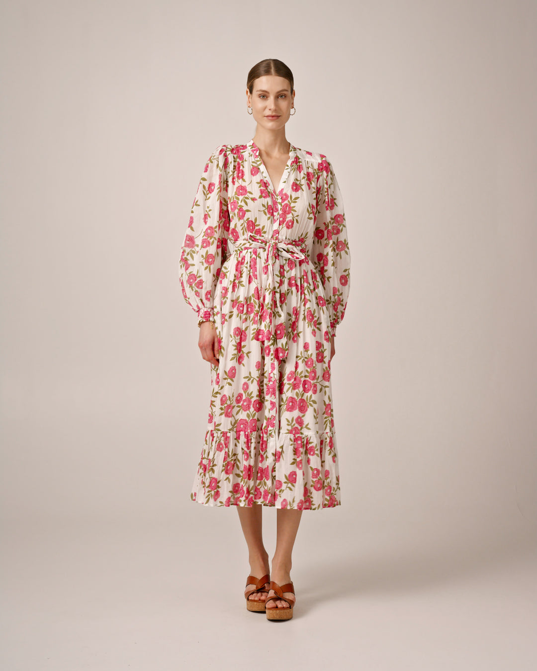 Bohemian Belt Dress Pink Meadow