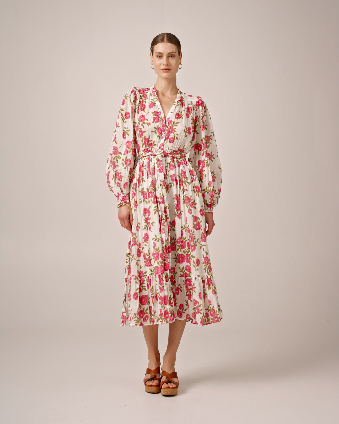 Bohemian Belt Dress Pink Meadow
