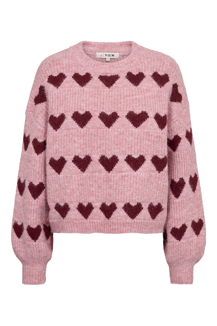 Heart Knit Pullover Bordeaux/Rose