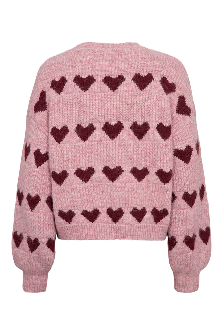 Heart Knit Pullover Bordeaux/Rose