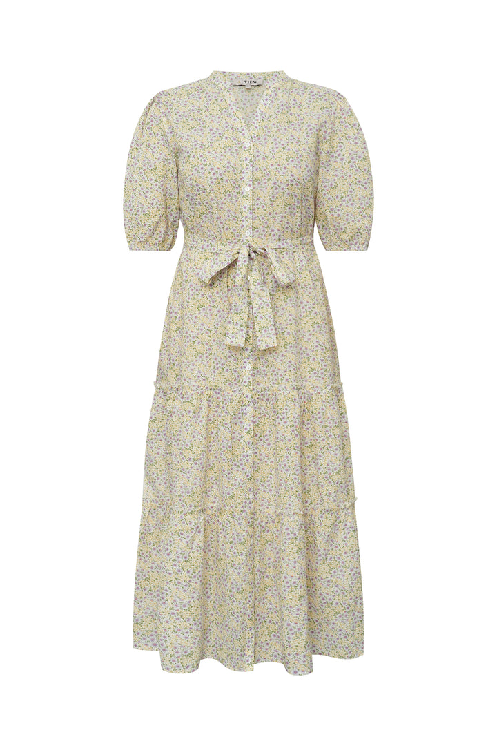 Kate V-Neck Long Dress Lilac/Yellow