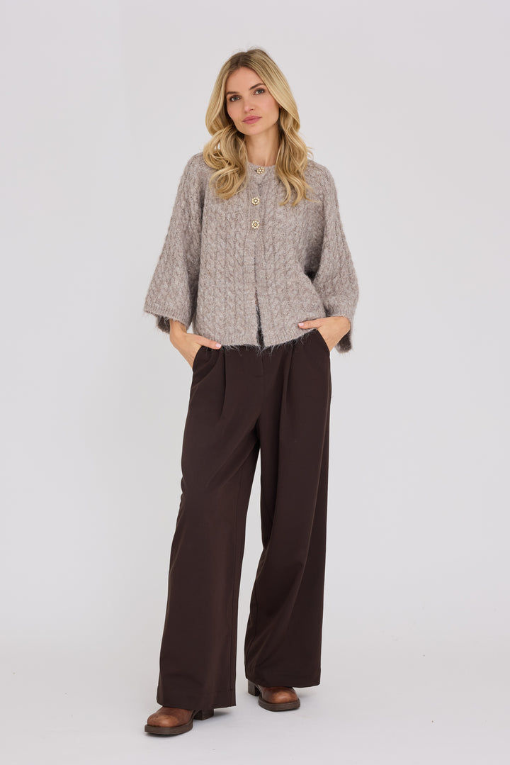Kabba New Knit Cardigan Light Brown