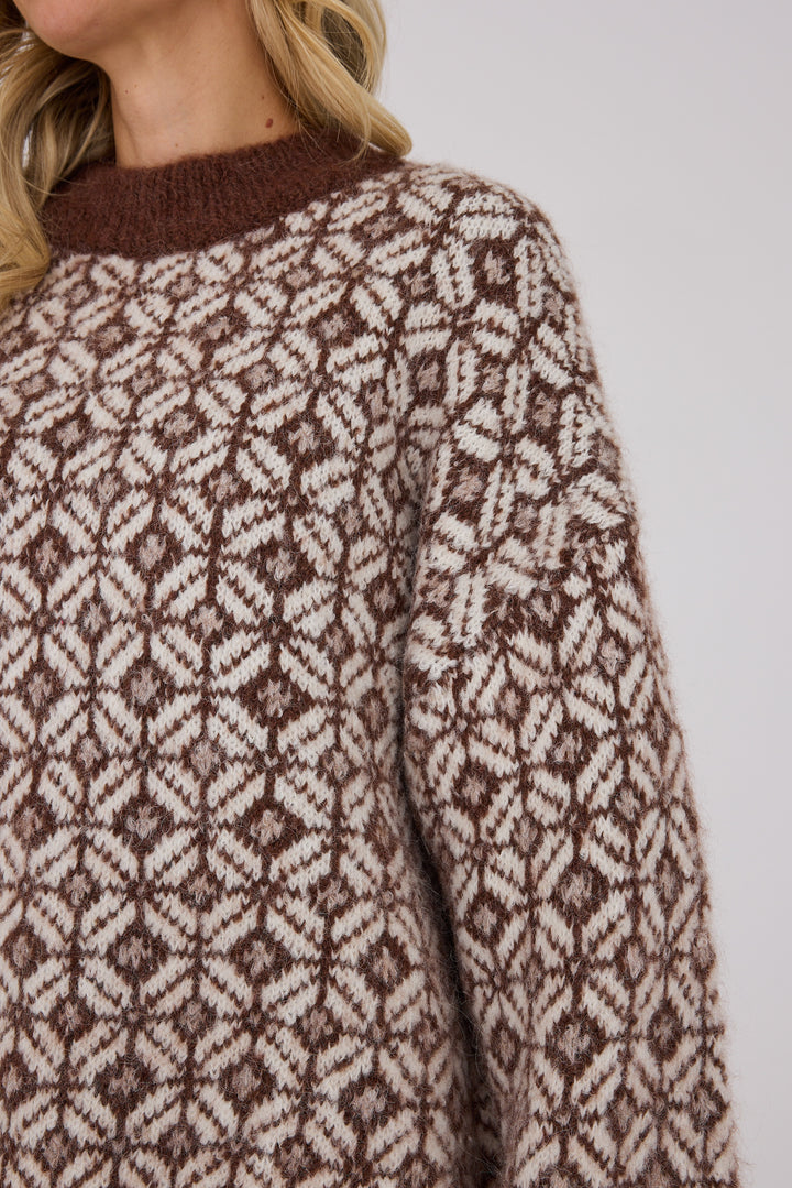 Stavanger Knit Pullover Cream/Brown