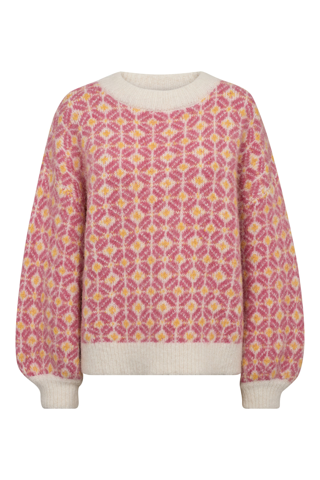 Stavanger Knit Pullover Off White/Pink