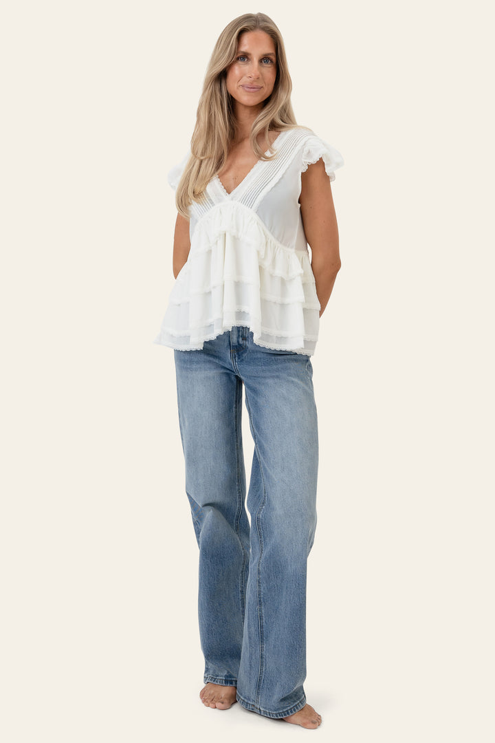 Alva Top White Embroidery