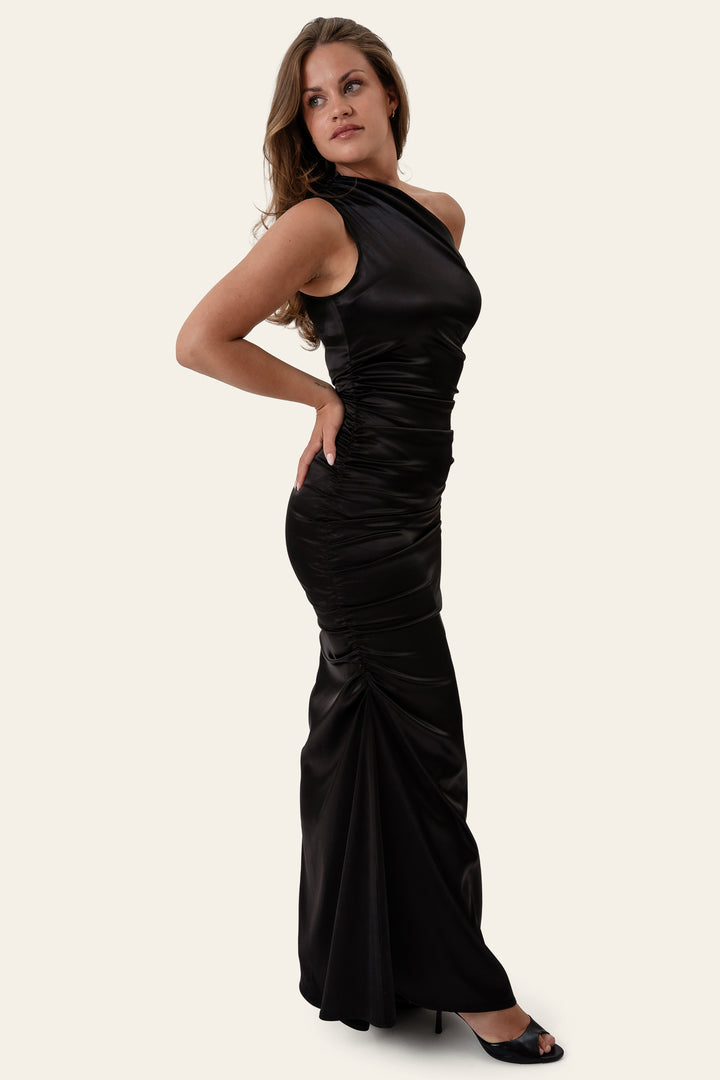 Andrea Satin Dress Black