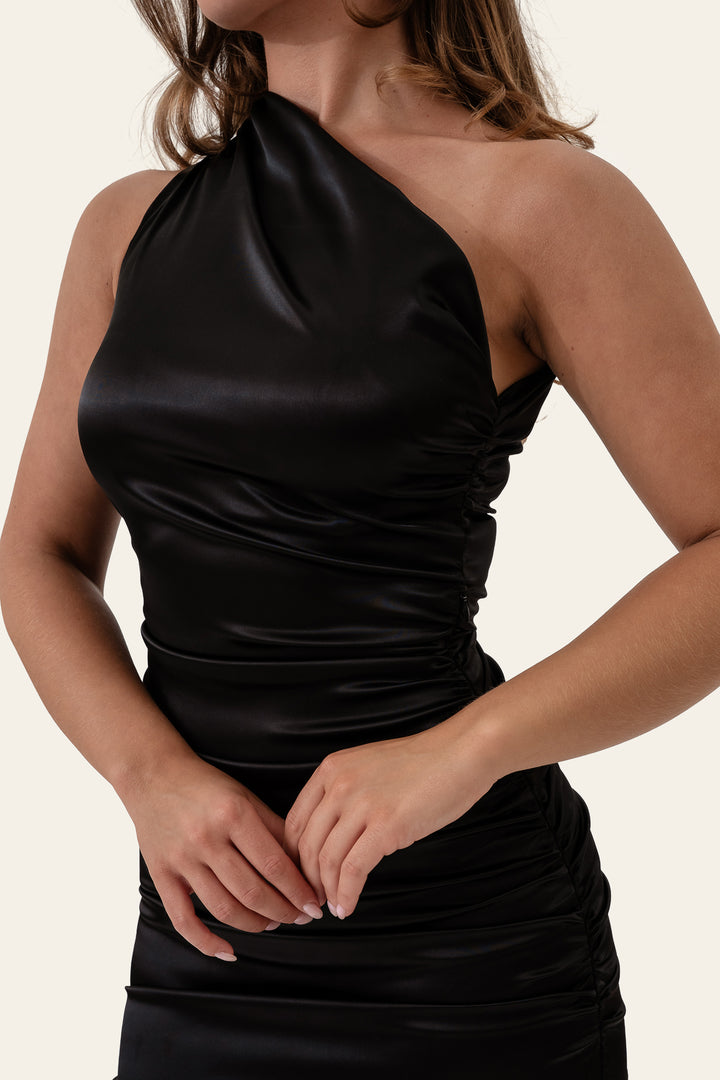 Andrea Satin Dress Black