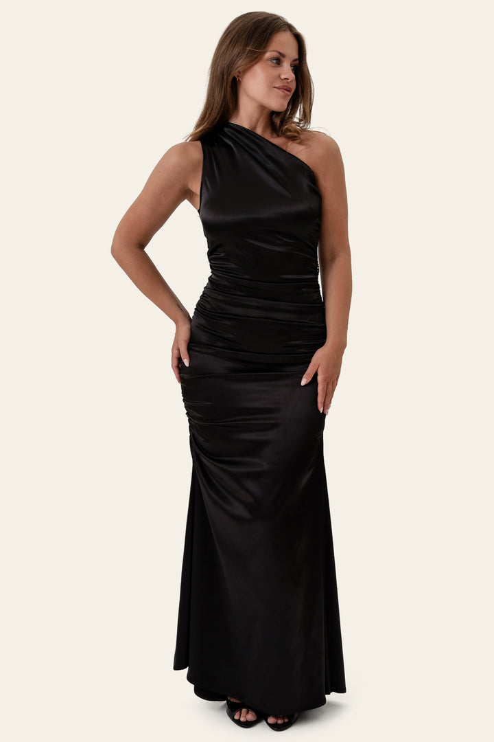 Andrea Satin Dress Black