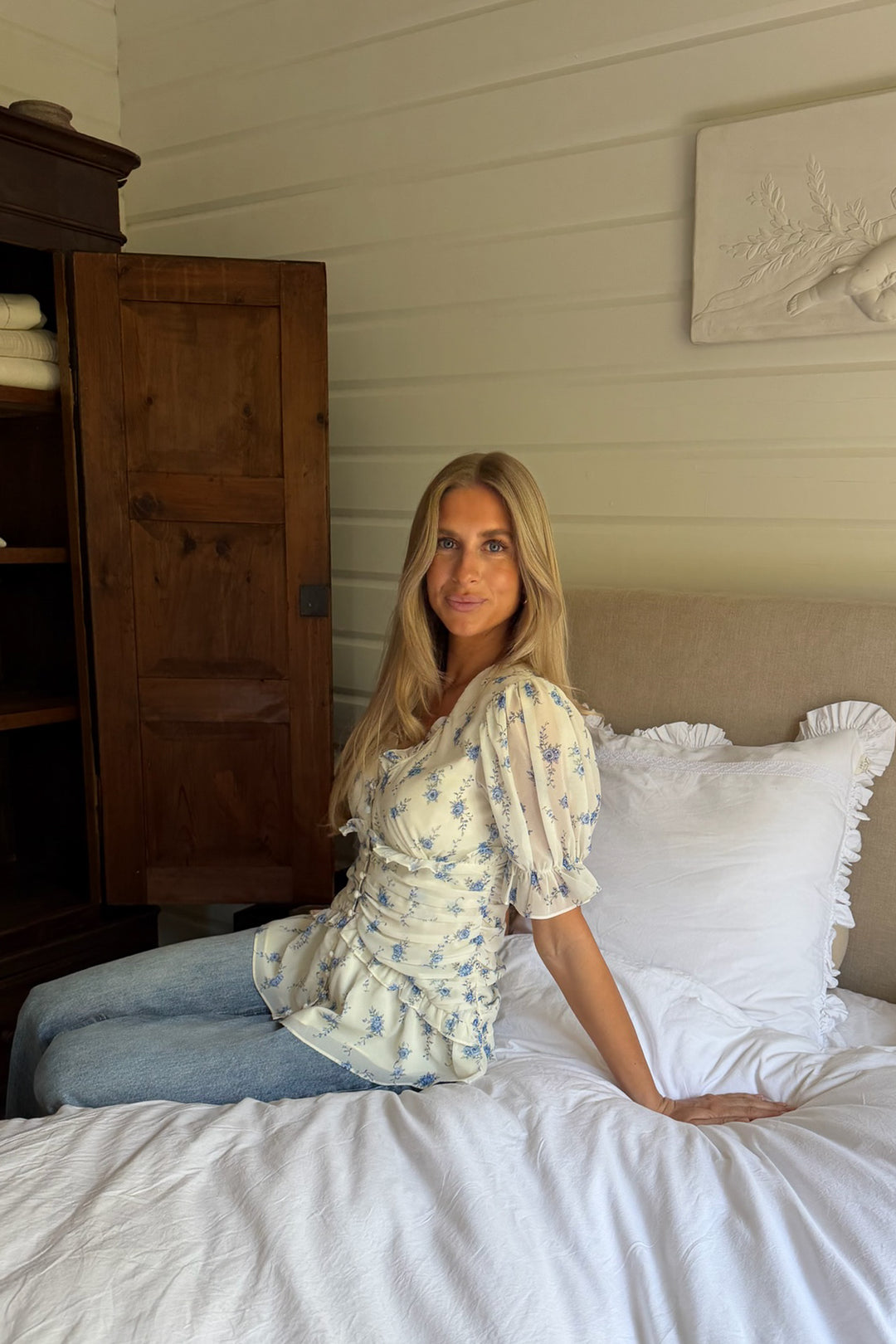 Ariel Blouse Off White Vintage Blue