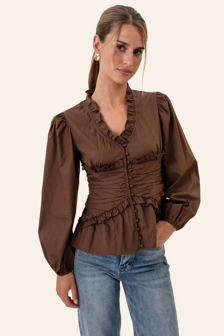 Ariel Ls Blouse Brown