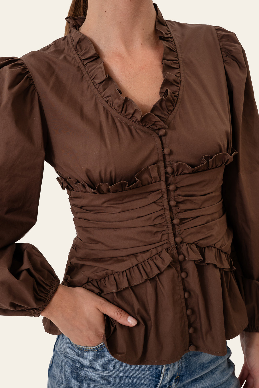 Ariel Ls Blouse Brown
