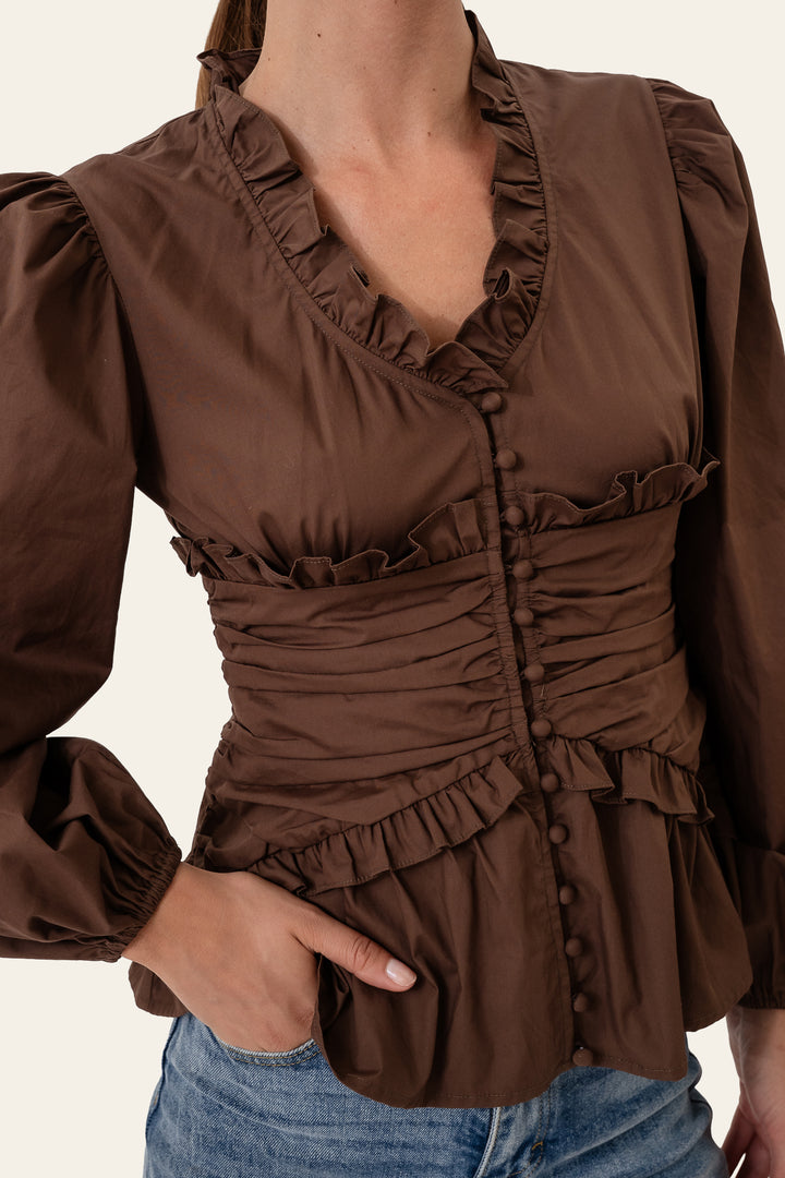 Ariel Ls Blouse Brown