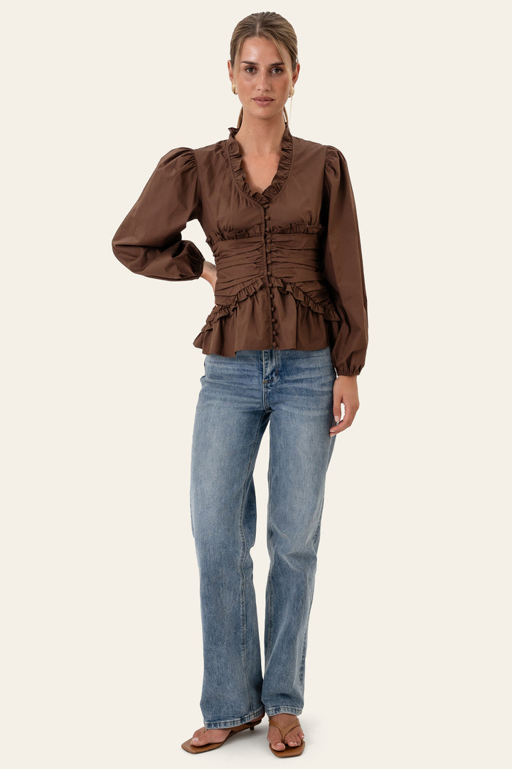 Ariel Ls Blouse Brown