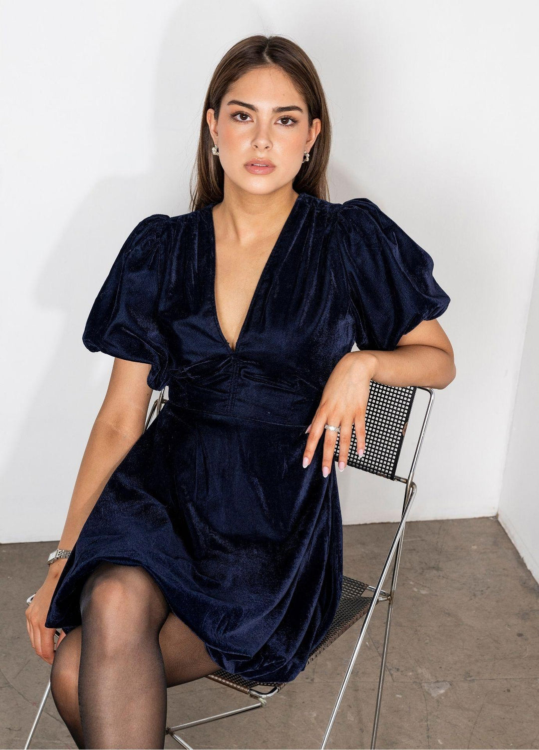 Blake Dress Velvet Blue Sapphire