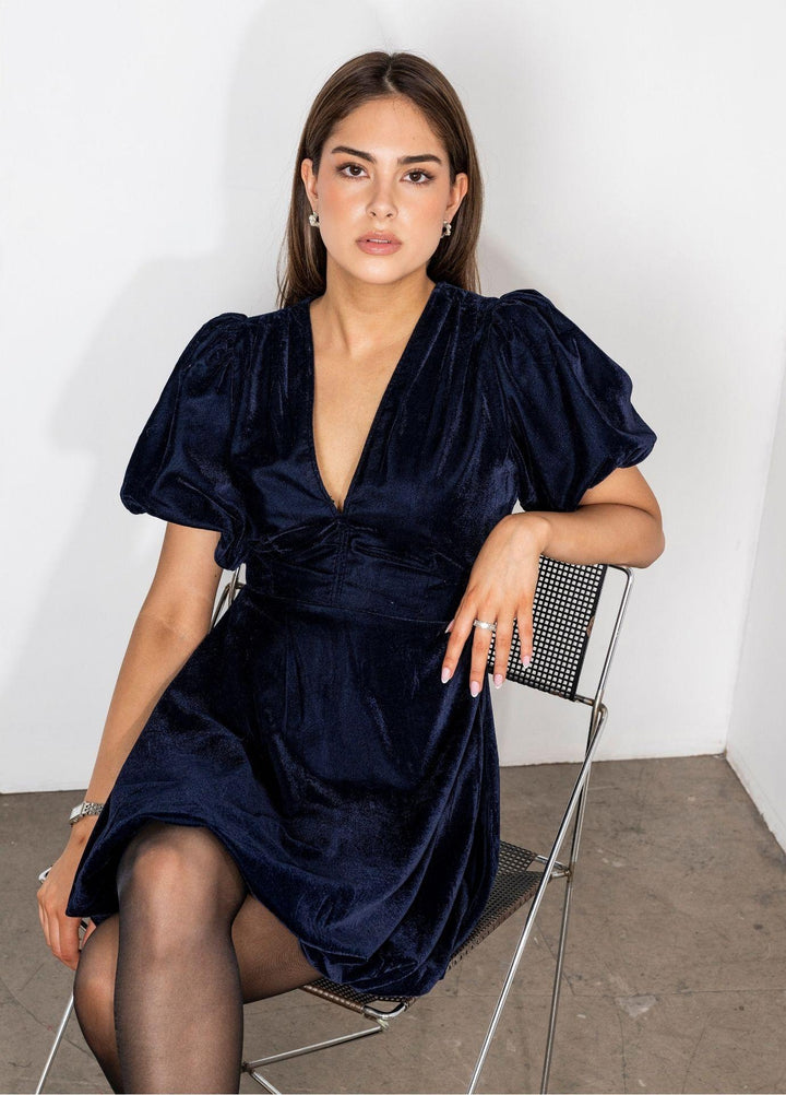 Blake Dress Velvet Blue Sapphire
