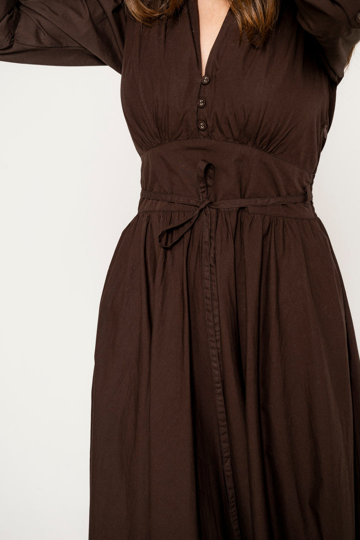 Maria Dress Chocolate Poplin