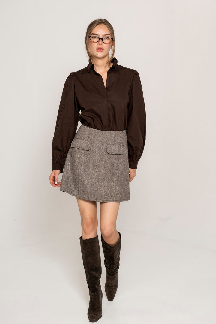 Erika Shirt Chocolate Poplin