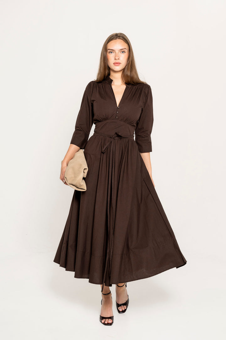 Maria Dress Chocolate Poplin