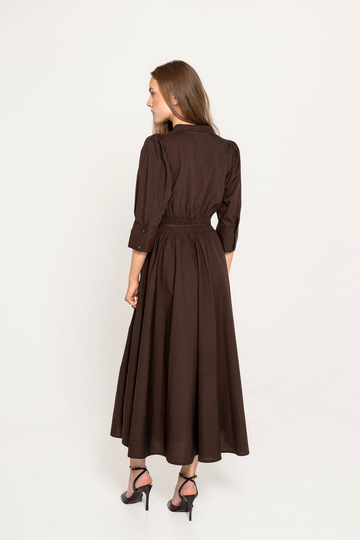 Maria Dress Chocolate Poplin