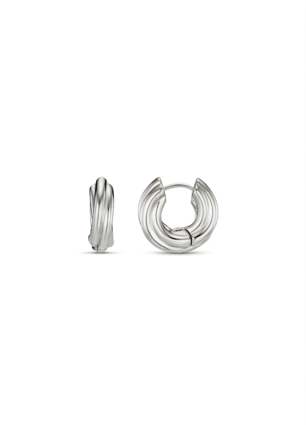 Chubby Intertwined Hoop Earrings Silver