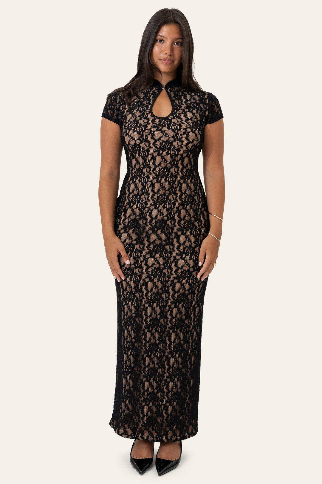 Cleo Long Dress Black Lace