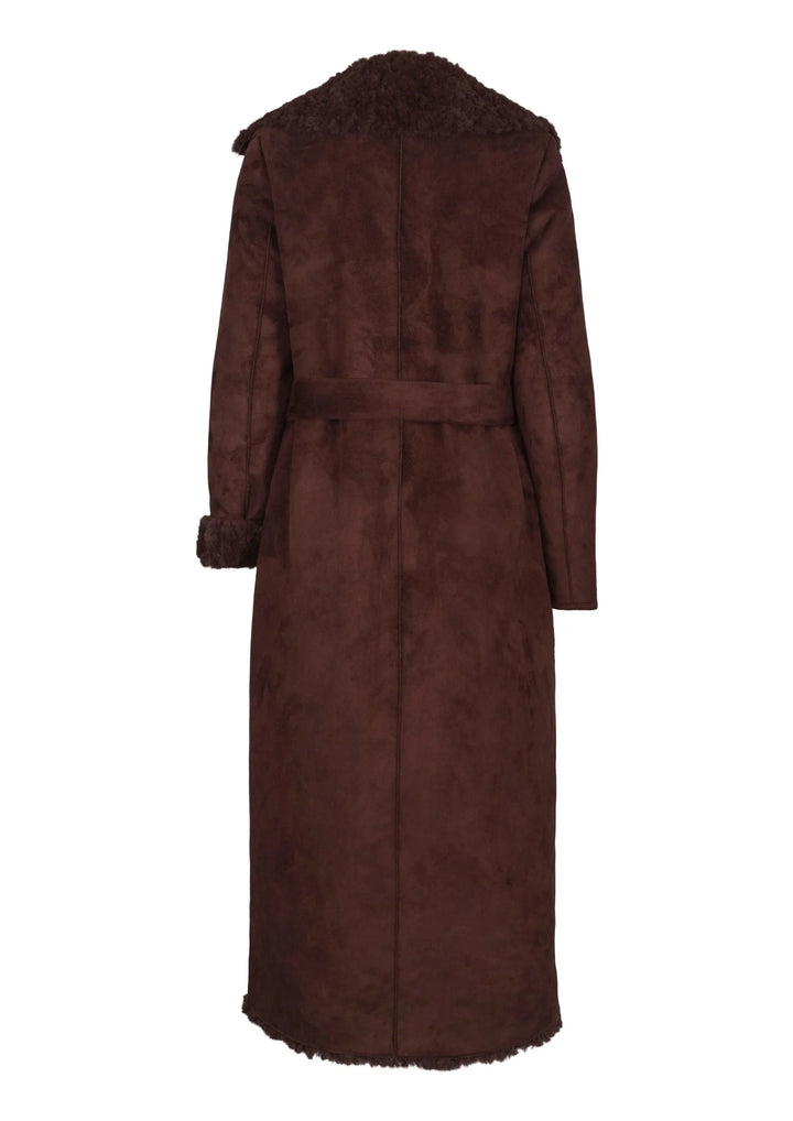 Elin Shearling Long Coat Brown