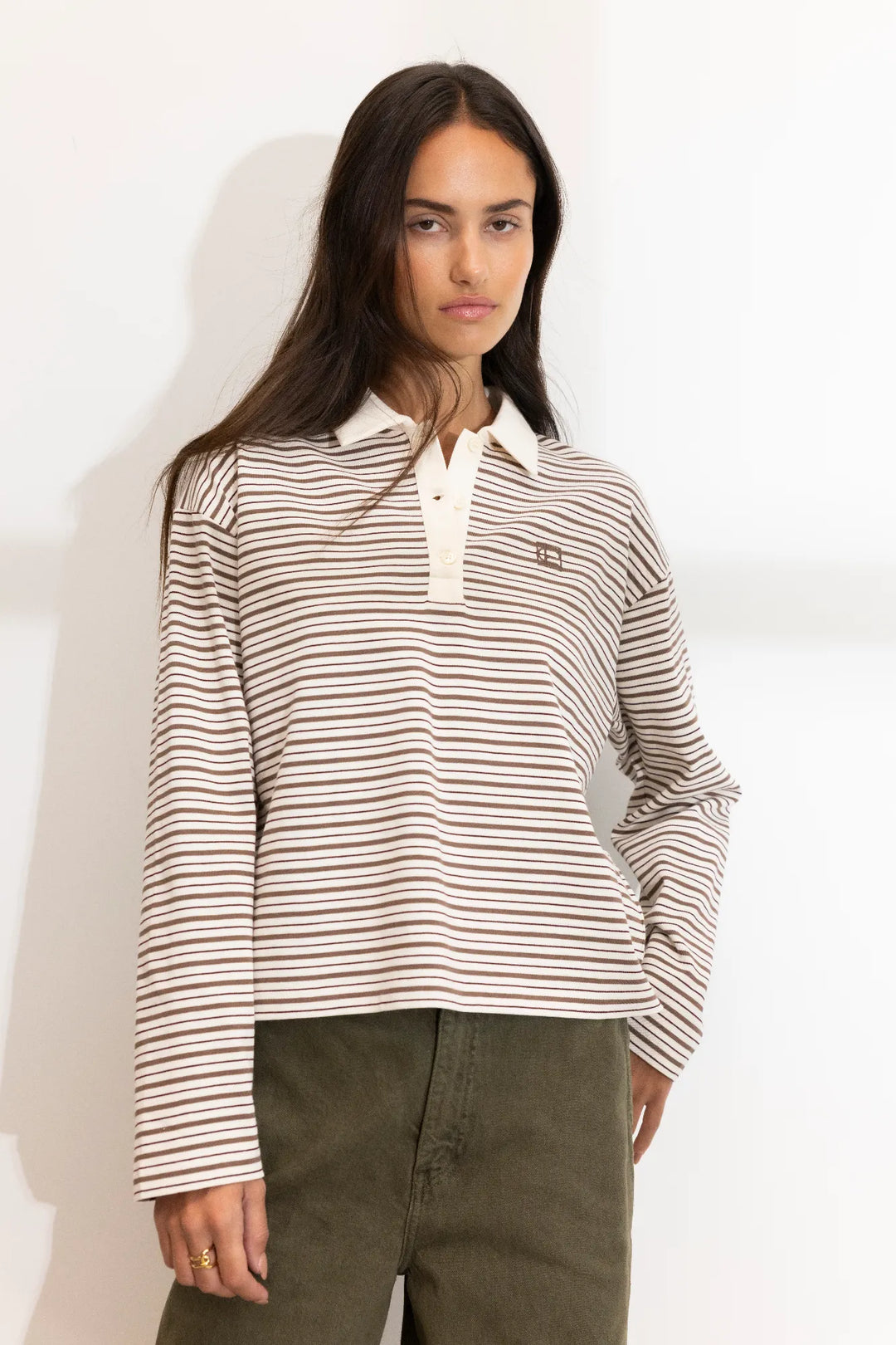 Elmer Polo Shirt Brown Stripe