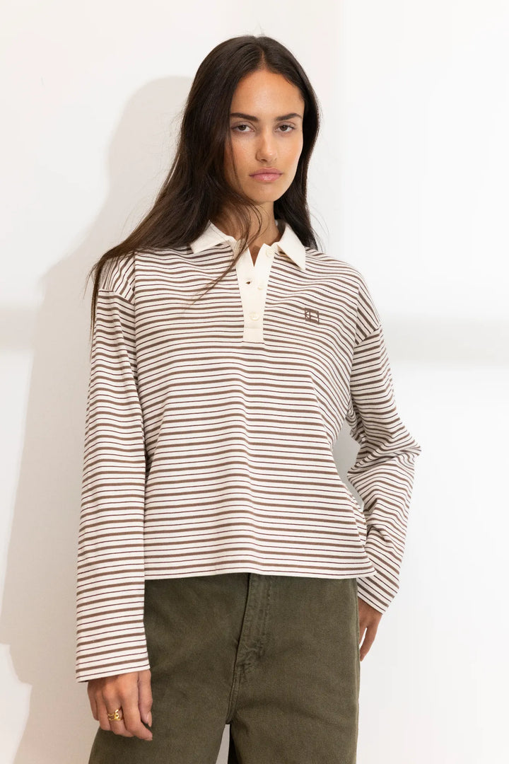 Elmer Polo Shirt Brown Stripe