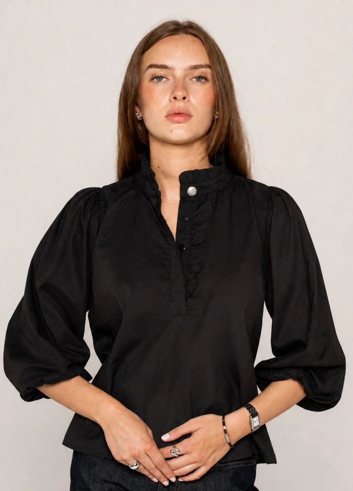 Ella Blouse Ebony Poplin