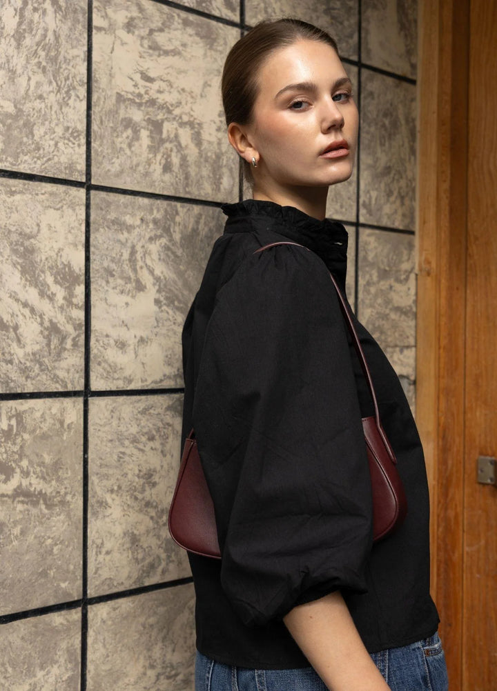 Ella Blouse Ebony Poplin