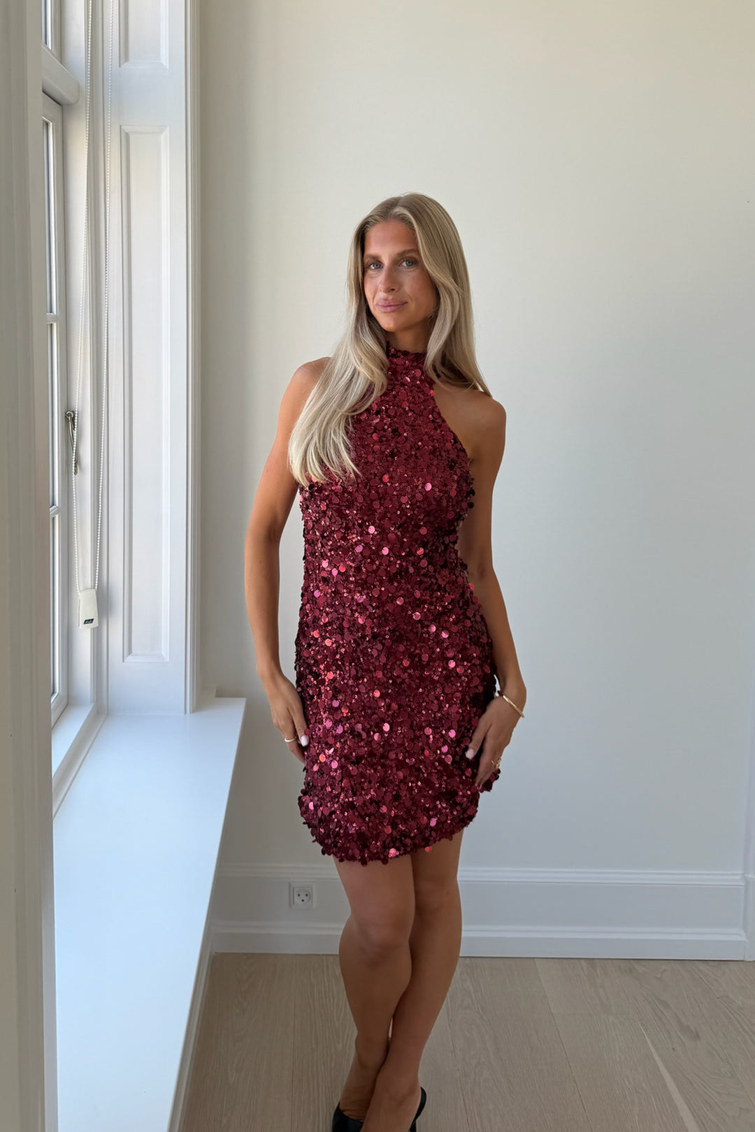 Emily Mini Dress Bordeaux Sequin
