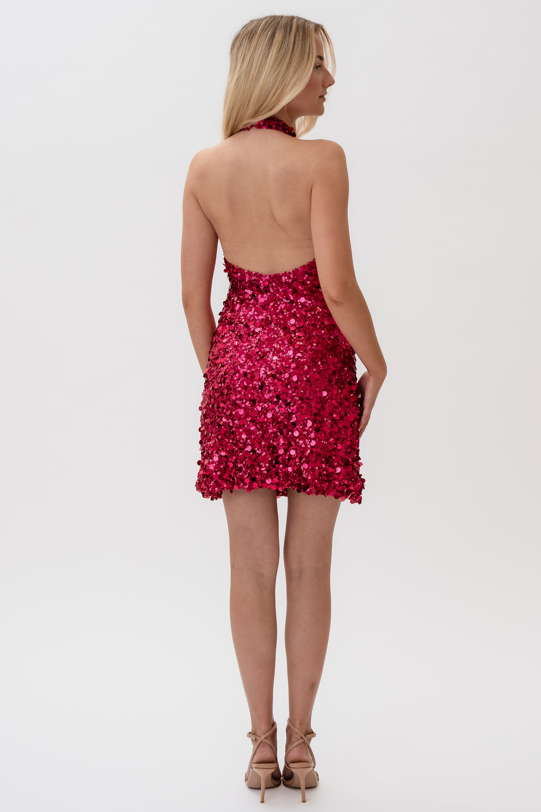 Emily Mini Dress Fuchsia Pink Sequin