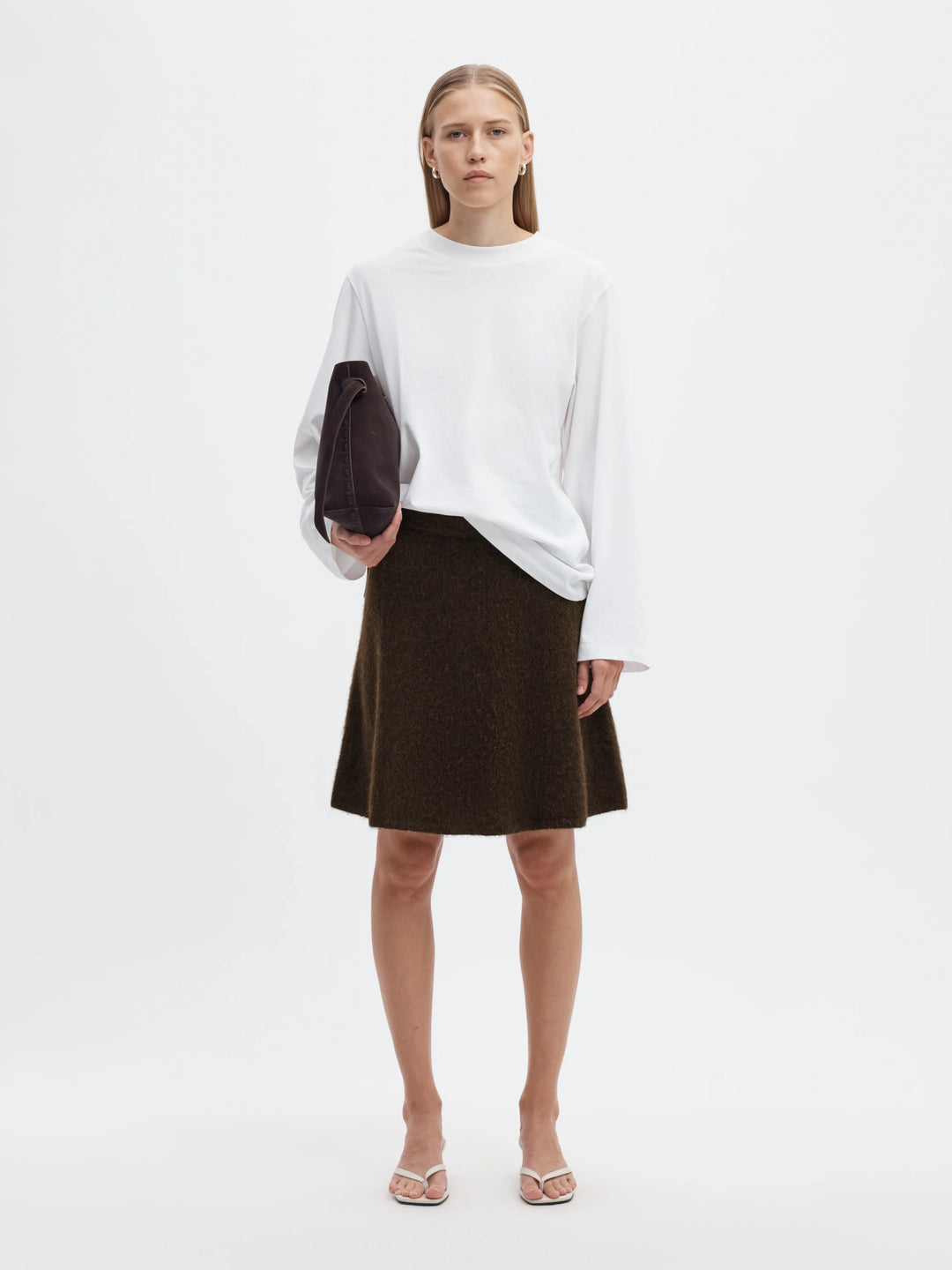 Lulu Brushed Hw Knit Skirt Delicioso Melange