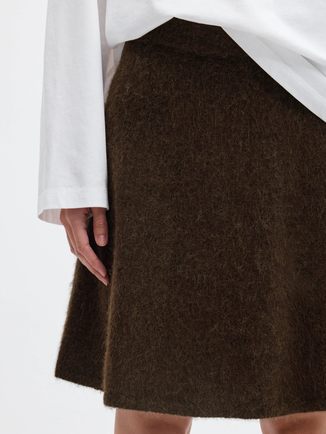 Lulu Brushed Hw Knit Skirt Delicioso Melange