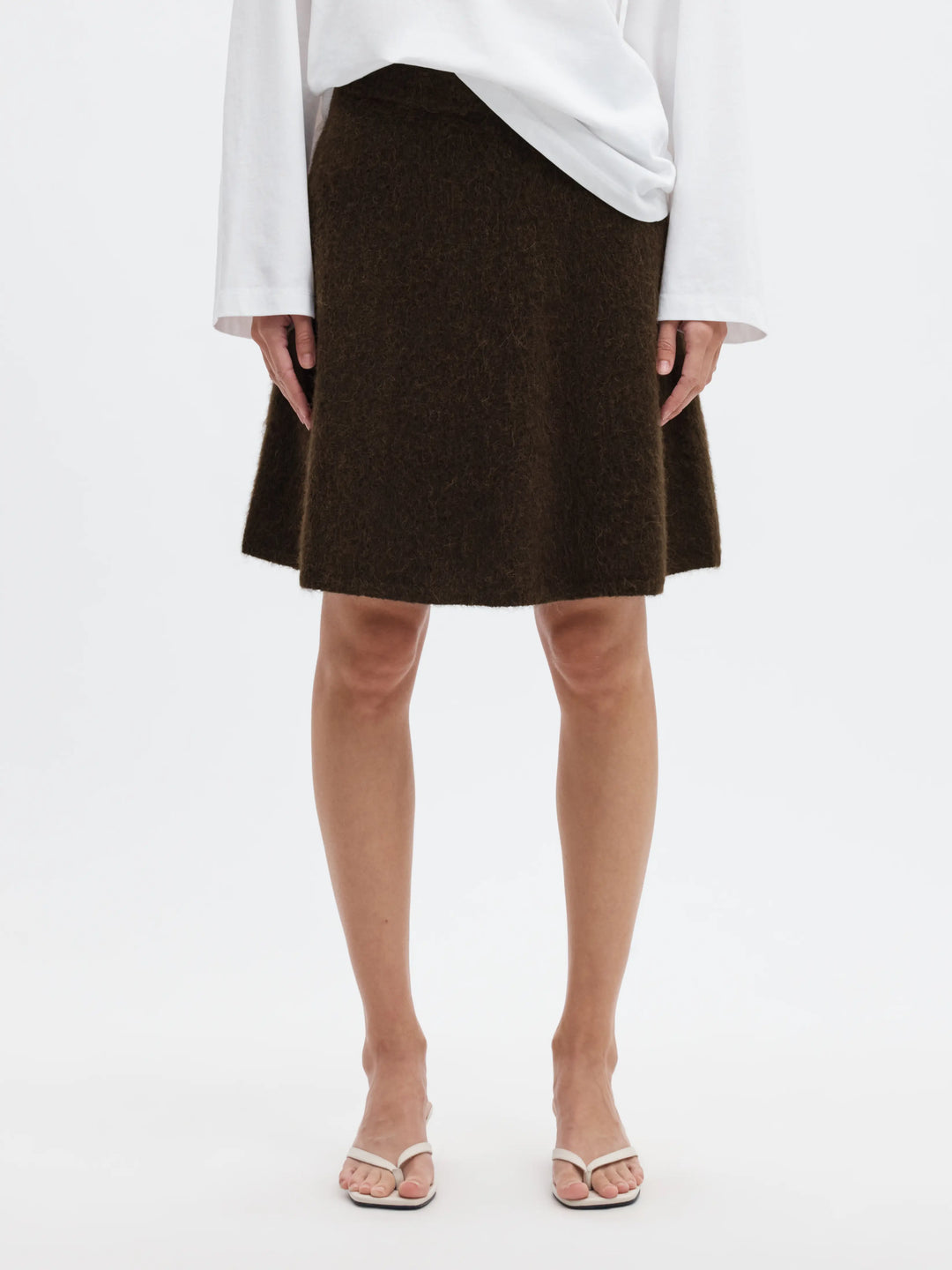 Lulu Brushed Hw Knit Skirt Delicioso Melange