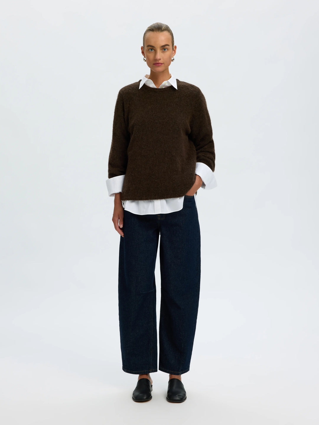 Lulu Brushed Ls Knit O-Neck Delicioso Melange