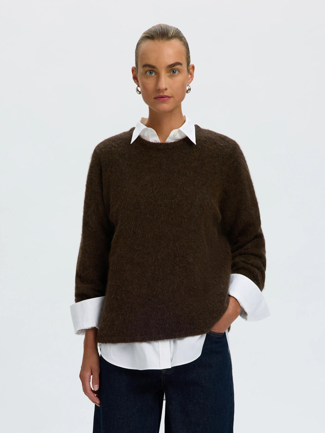 Lulu Brushed Ls Knit O-Neck Delicioso Melange