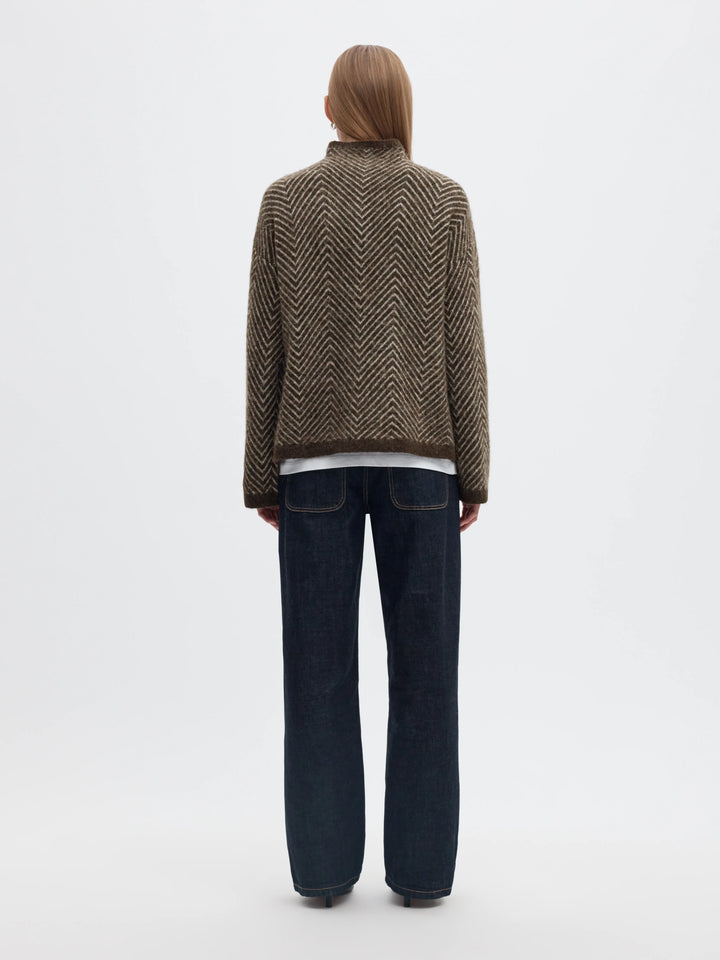 Lulu Ls Herringbone Knit High Neck Delicioso Birch