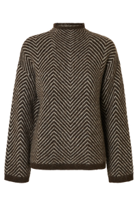 Lulu Ls Herringbone Knit High Neck Delicioso Birch