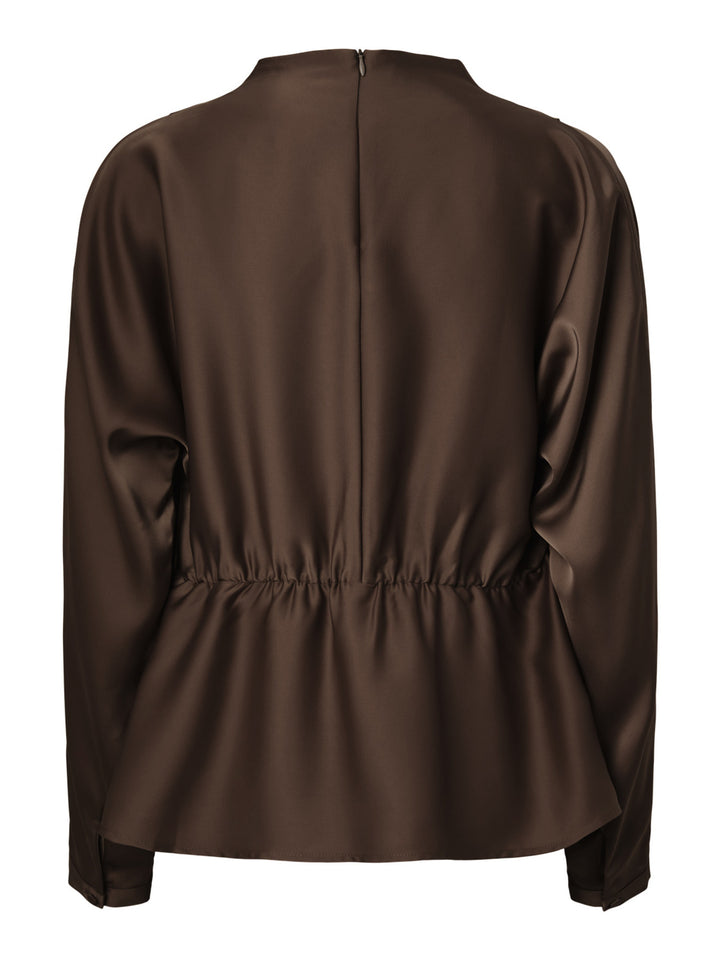 Pella Ls Funnel Neck Top Chocolate Brown