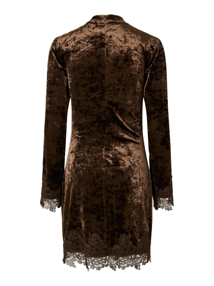 Vellia Ls Short Lace Dress Coffee Bean