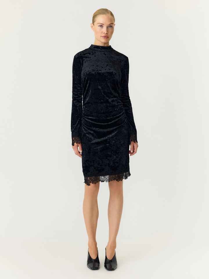 Vellia Ls Short Lace Dress Black